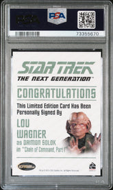 2015 Star Trek Next Gen Portfolio Autograph Lou Wagner Limited Auto PSA 10